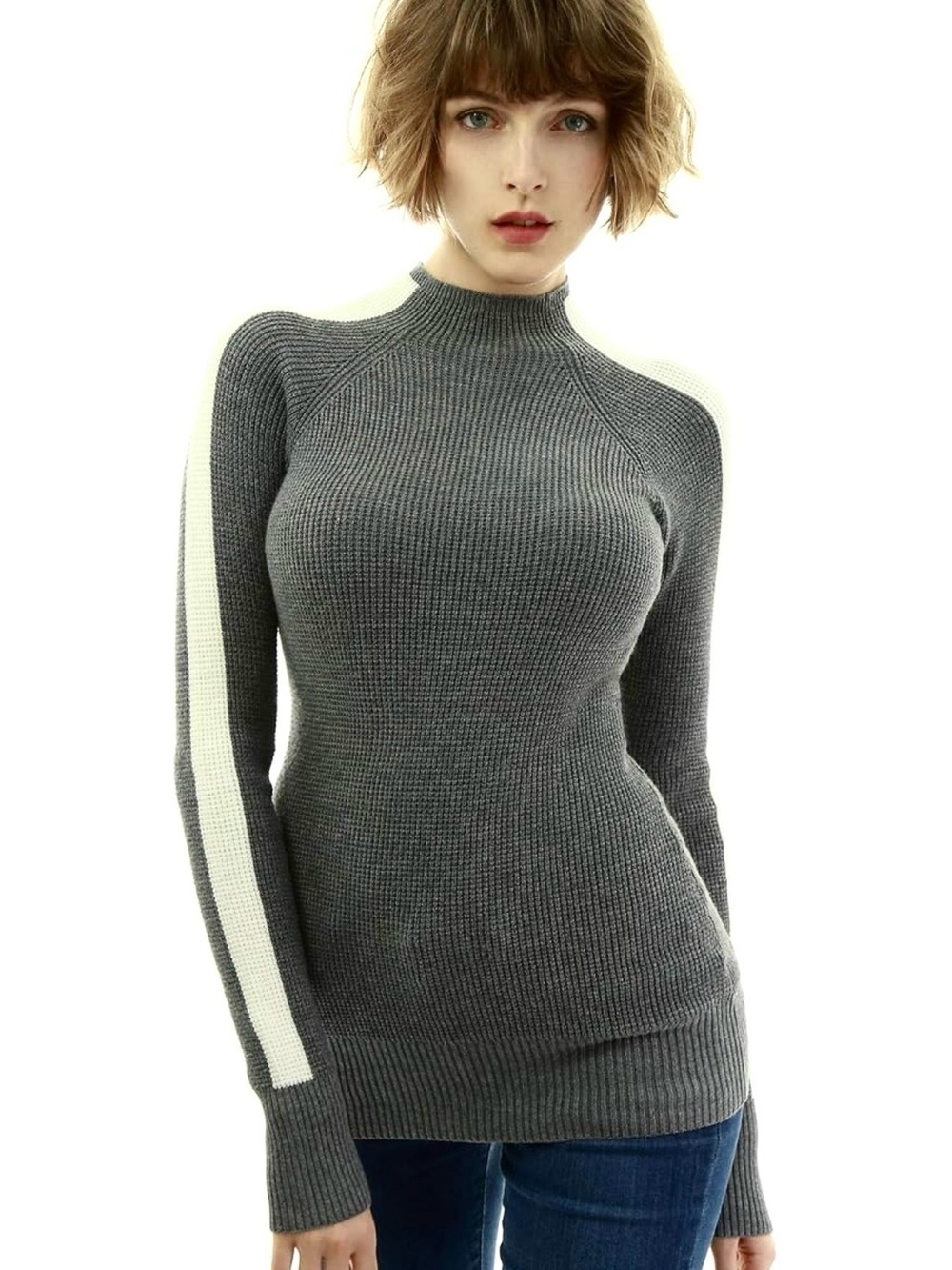 Raglan Long Sleeve Sweater in Gray